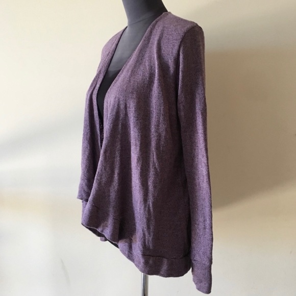 Heathered Purple Ruffle Sleeve Cardigan - Picture 3 of 4